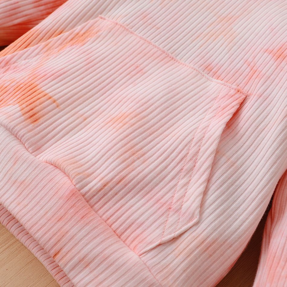 2-piece Toddler Girl/Boy Tie Dye Hoodie Sweatshirt and Pants Set Pink big image 6