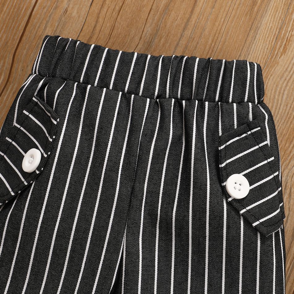2pcs Baby Boy 95% Cotton Long-sleeve Letter Print Gentleman Romper and Striped Pants Set White big image 7