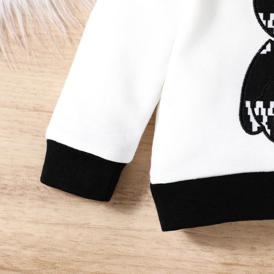 2pcs Baby Boy/Girl Bear Graphic Long-sleeve Hoodie and Allover Print Sweatpants Set White big image 5