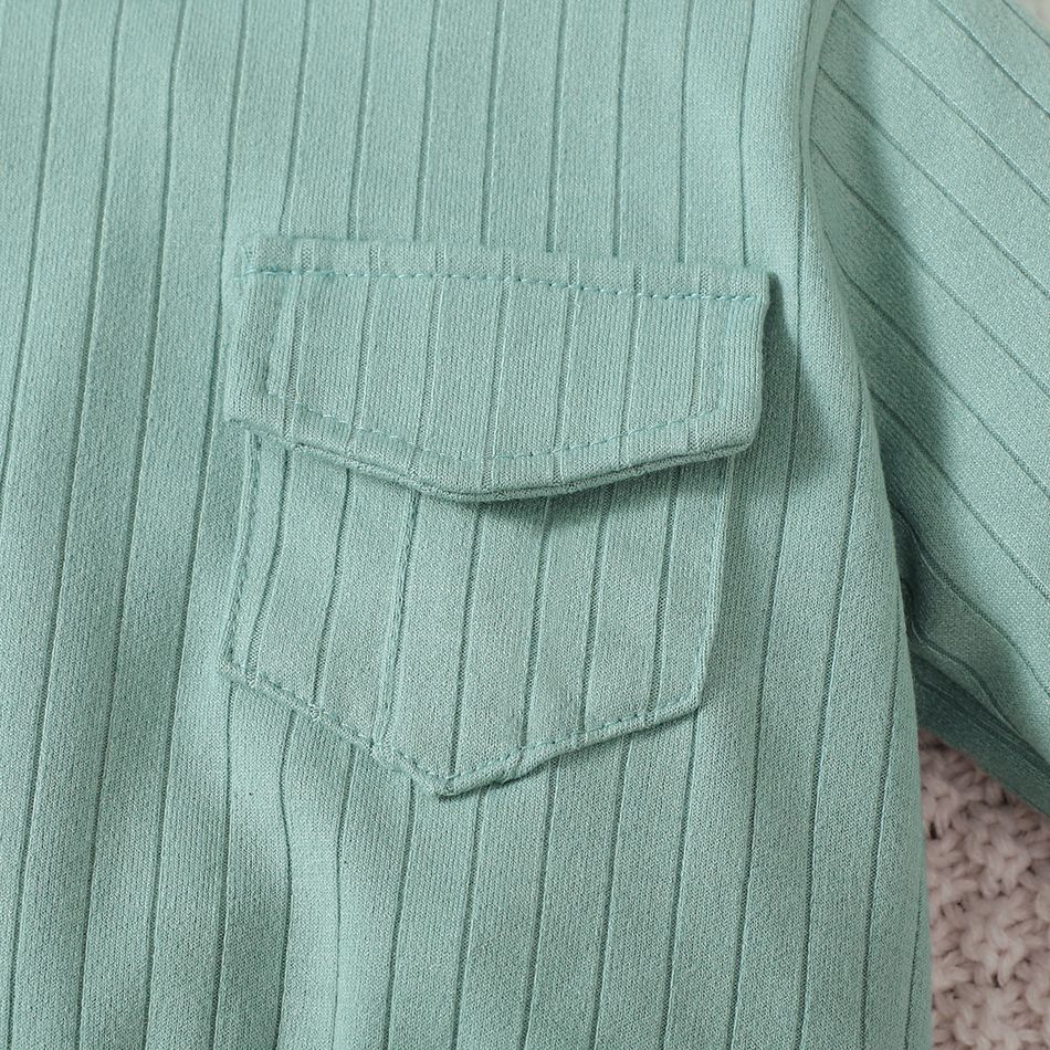 2pcs Baby Boy/Girl Solid Rib Knit Long-sleeve Sweatshirt and Sweatpants Set Green big image 5