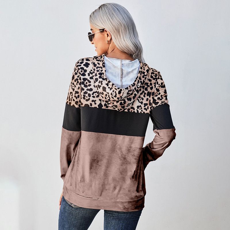 Hooded Leopard full print long sleeve normal Hooded Khaki