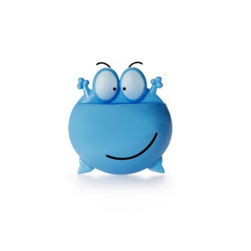 Wandsauger, niedlicher Cartoon-Frosch, Kunststoff, Zahnbürstenhalter, Badezimmer-Organizer blau