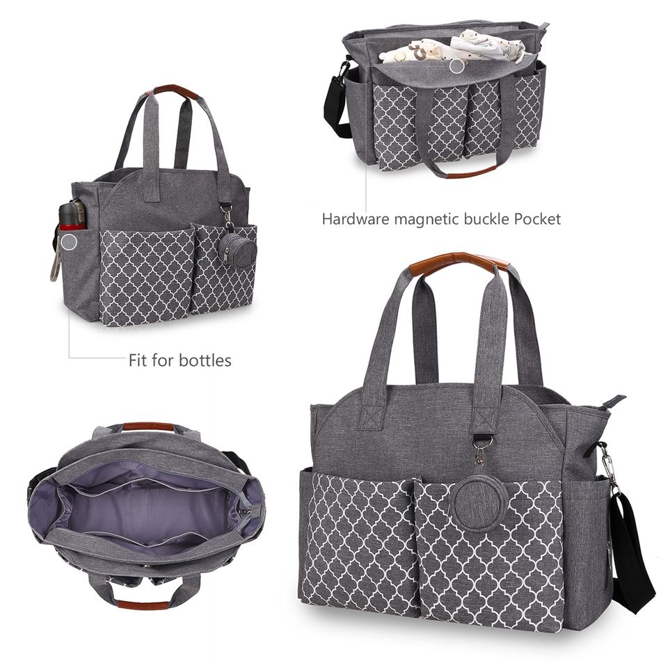 Fashion Mummy Maternity Nappy Messenger Bag Large Capacity Travel Nursing Diaper Multifunction Waterproof Outdoor Stroller Grey