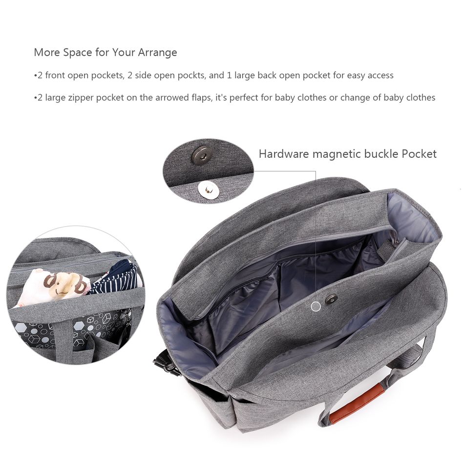 Multifunction Maternity Baby Bag Diaper Bag Adjustable Waterproof Large Capacity Mommy Bag with Detachable Pacifier Holder Case and Zipper Closure Wipes Pocket Dark Grey big image 3