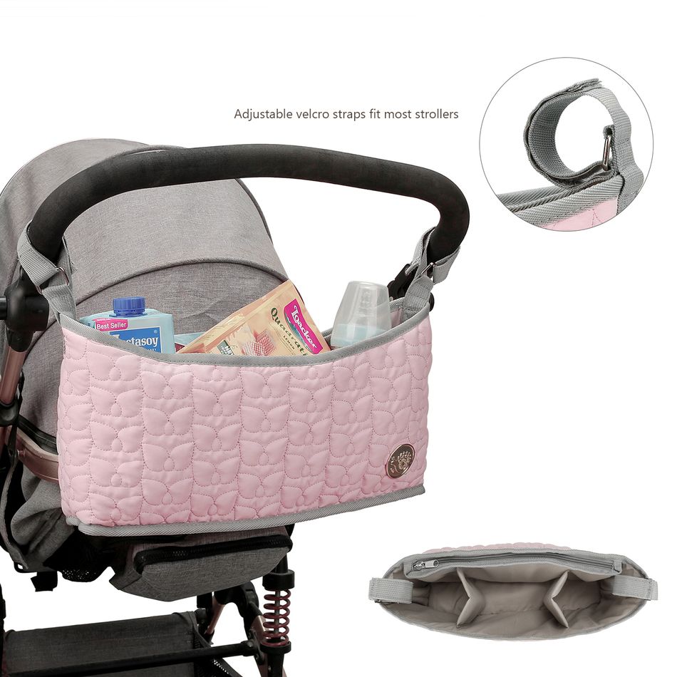 Universal Baby Stroller Organizer Adjustable Baby Stroller Bag Mom Bag Stroller Accessories Pink big image 2
