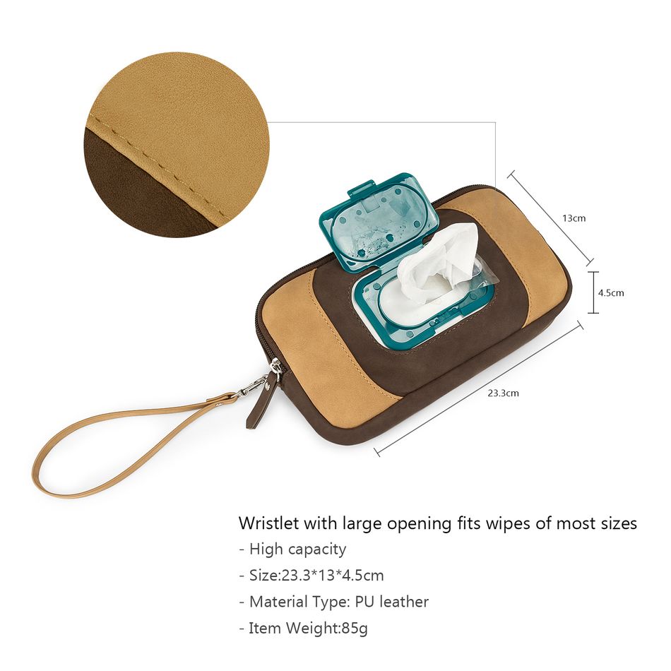 Baby Wet Wipes Dispenser Portable Refillable Wipes Holder Reusable Wipes Container (Without Wipes) Brown big image 2