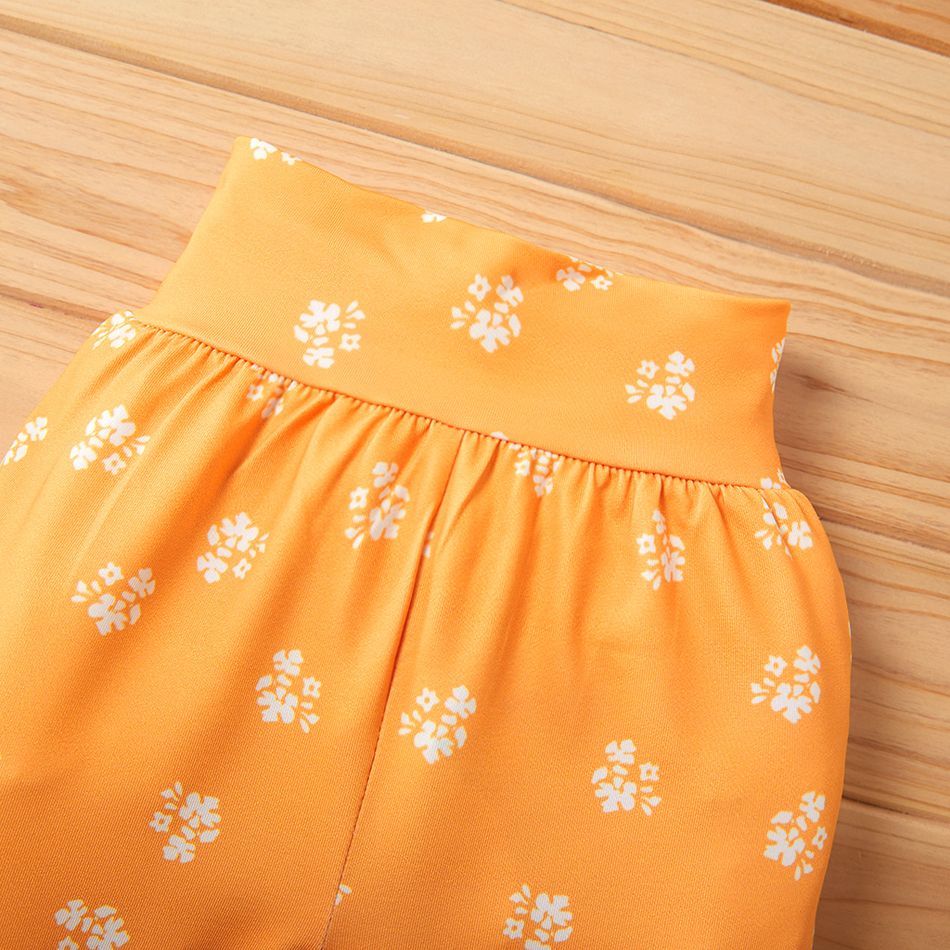 3-piece Baby Pretty Floral Dress Top and Polka Dots Pants with Headband Set Yellow big image 5