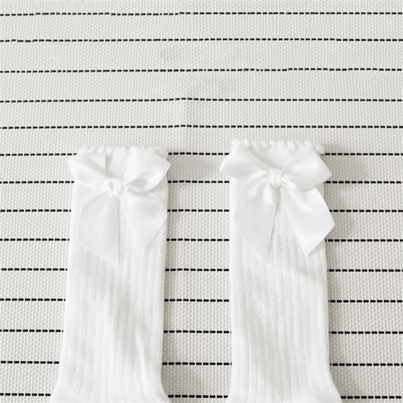 Sweet Solid Bow Decor Socks for Baby and Toddler Girl  White big image 2