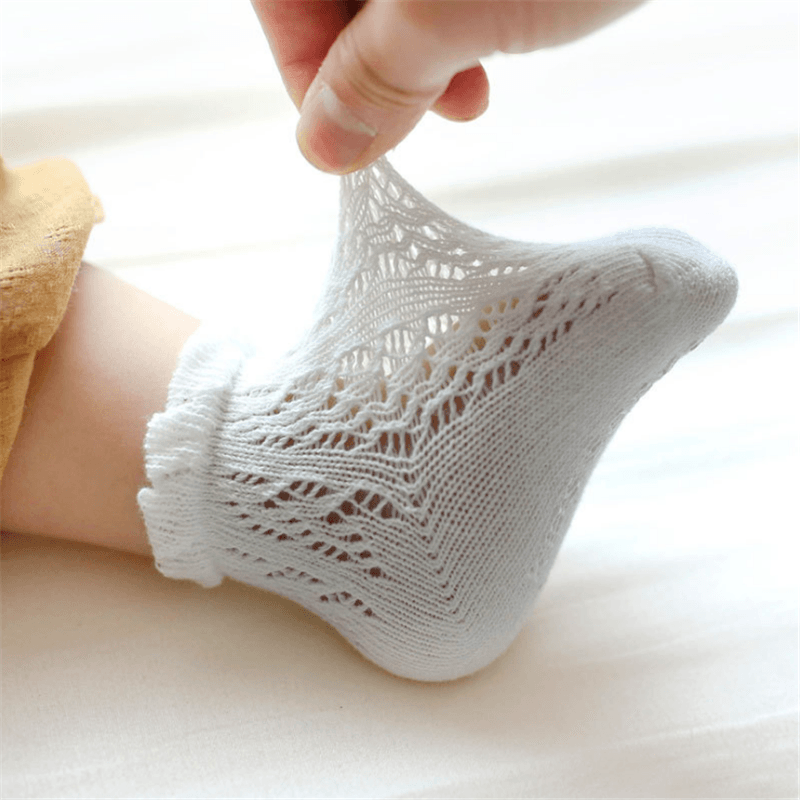 Baby / Toddler Thin Breathable Solid Cotton Socks White