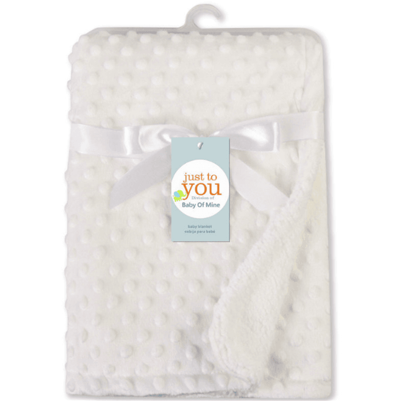 Dotted Fleece-lining Baby Blanket Swaddling Newborn Soft Bedding White