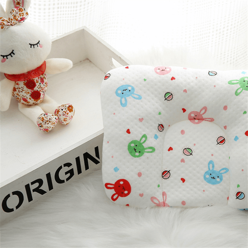 Baby 100% Colored Cotton Cute Cartoon Pillow Baby Head Shaping Pillow for Preventing Flat Head Syndrome Pink big image 3