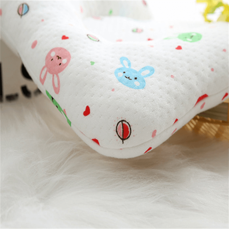 Baby 100% Colored Cotton Cute Cartoon Pillow Baby Head Shaping Pillow for Preventing Flat Head Syndrome Pink big image 4
