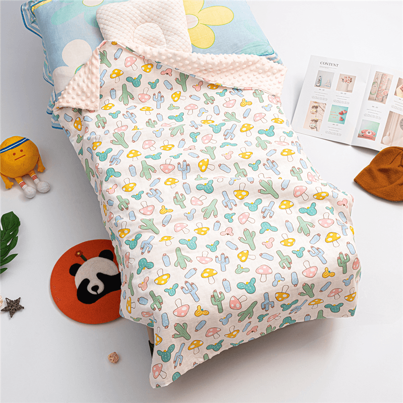 100% Cotton Gauze Baby Soft Appease Peas Blankets Cartoon Pattern Toddler Comforting Pea Blanket Quilt Infant Bedding Turquoise