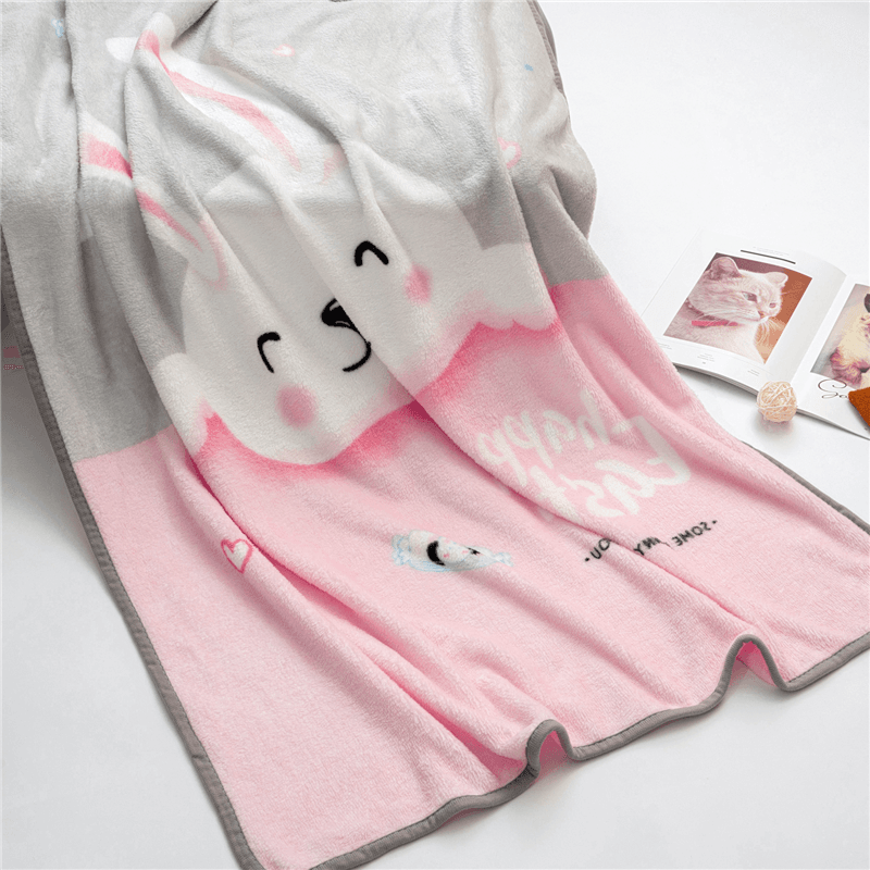 Cute Cartoon Double-sided Fleece Blankets Kids Soft Coral Fleece Blanket Receiving Blanket Home Bed Blanket for Girls Grey big image 5