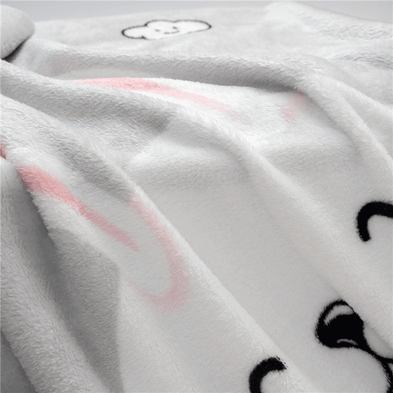 Cute Cartoon Double-sided Fleece Blankets Kids Soft Coral Fleece Blanket Receiving Blanket Home Bed Blanket for Girls Grey