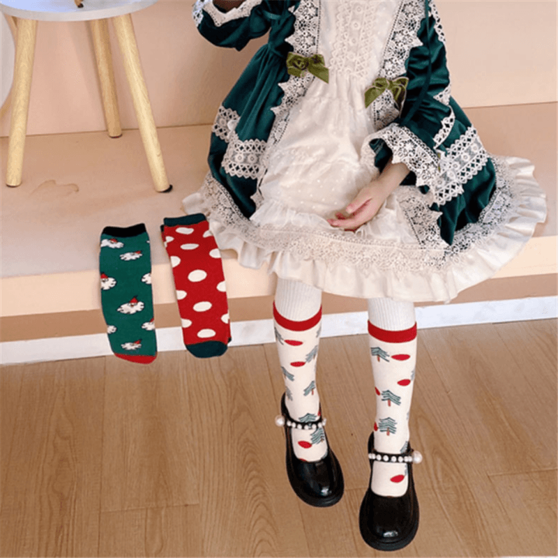 Baby Christmas Print Socks Beige big image 2
