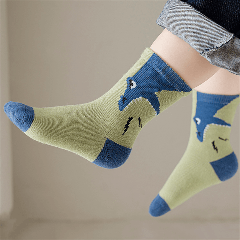 5-pairs Baby / Toddler Cartoon Dinosaur Print Socks Set Navy big image 4