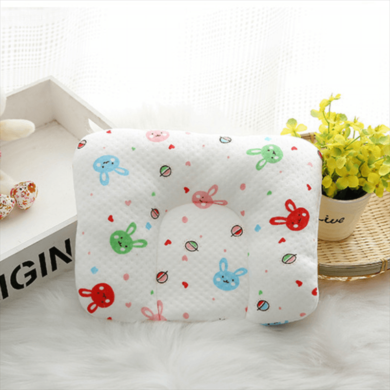 100% Colored Cotton Cute Cartoon Baby Pillow Head Shaping Pillow for Preventing Flat Head Syndrome Pink