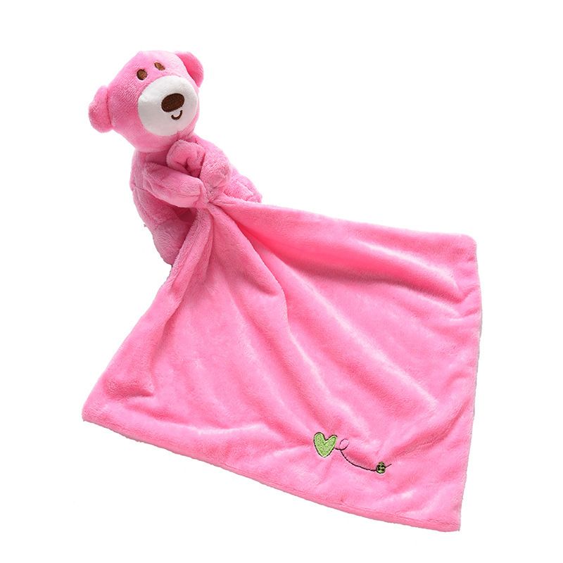 Bear Design Baby Security Blanket Hot Pink