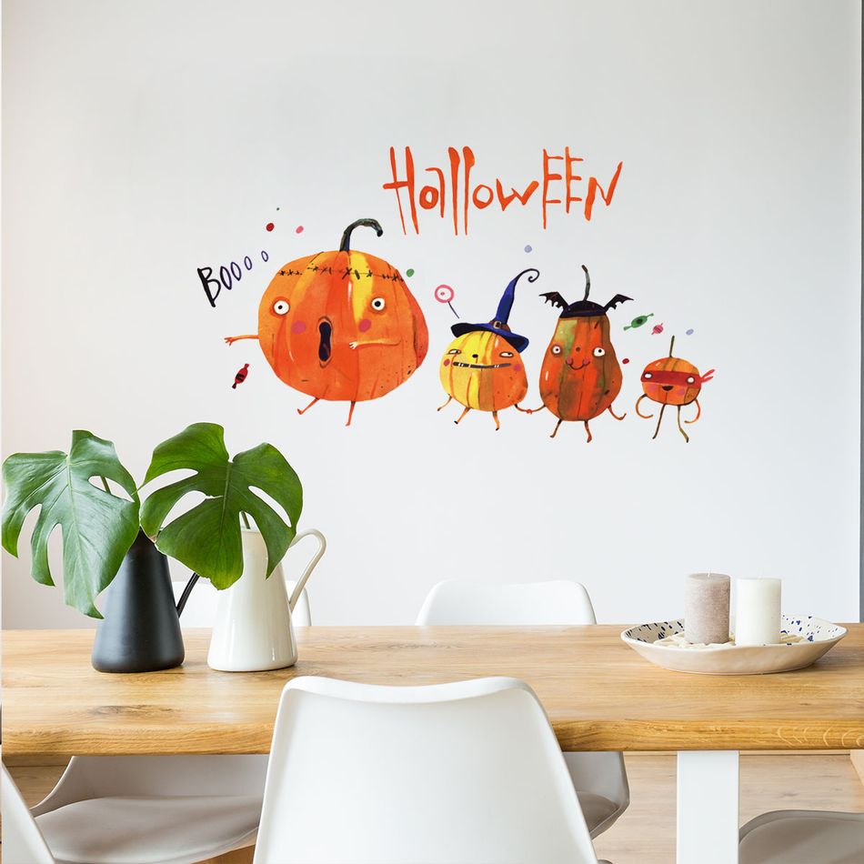 Halloween Pumpkin Lantern Cartoon Print Wall Sticker Multi-color