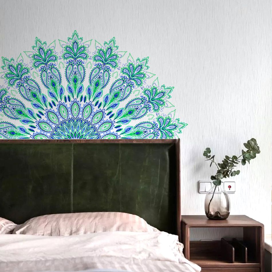 adesivo de parede meia mandala decalque de parede fundo arte decalque decoração para sala de estar quarto decoração de fundo tv Multicolorido big image 5