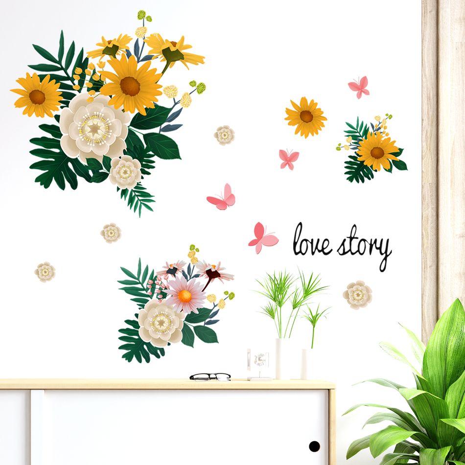 Flower Butterfly Wall Stickers Removable Wall Stickers Wall Art Decal Decor for Home Living Room Bedroom Background Decoration Multi-color big image 6
