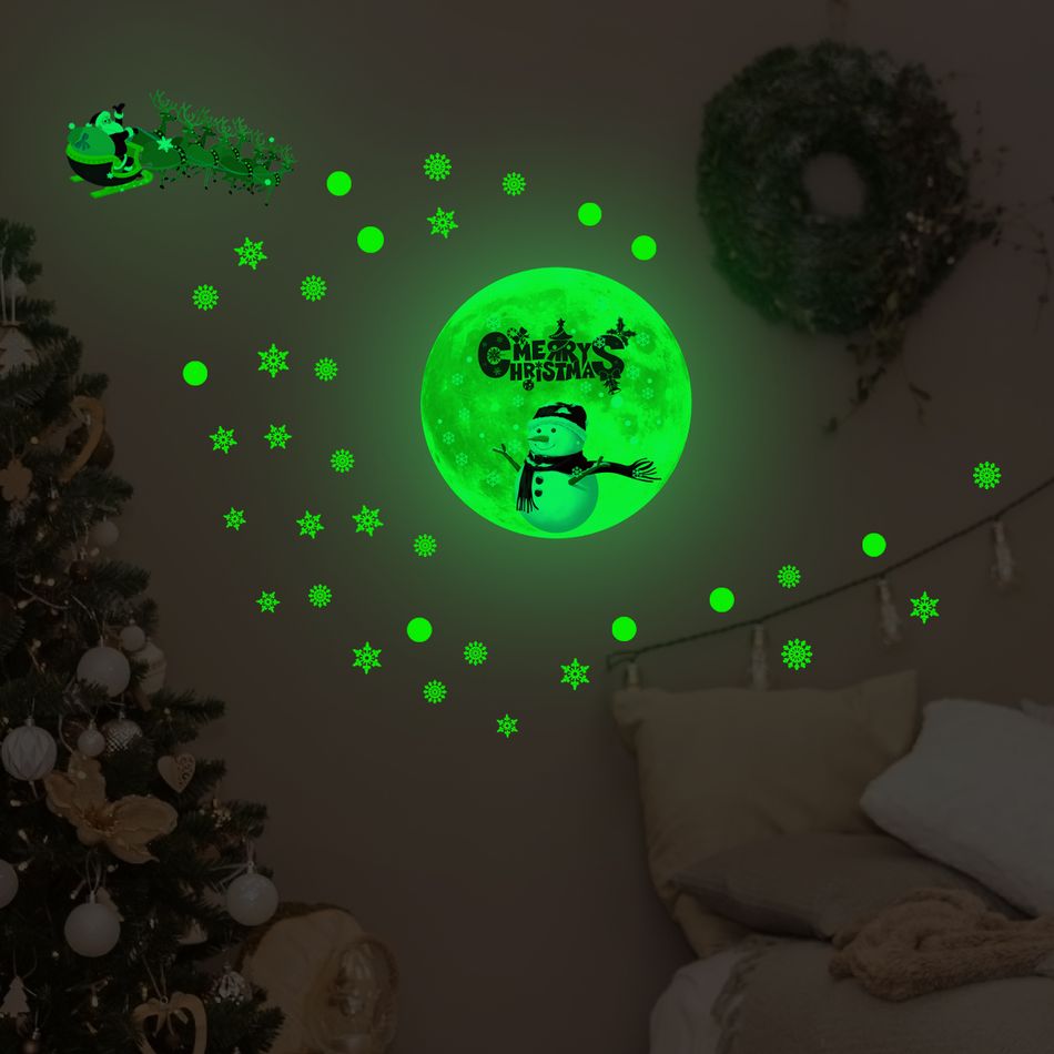 Christmas Wall Stickers Luminous Snowflake Moon Santa Claus Snowman Room Decorative Stickers Self Adhesive Multi-color big image 3