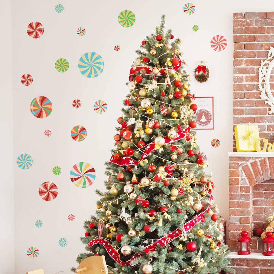 adesivos de parede de doces de natal decalques de arte de parede para decoração de fundo de natal candyland Multicolorido big image 2