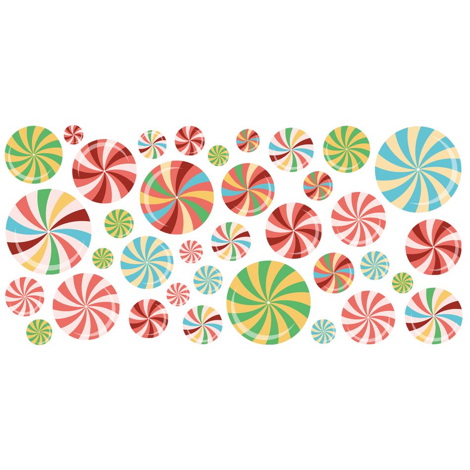 adesivos de parede de doces de natal decalques de arte de parede para decoração de fundo de natal candyland Multicolorido big image 1