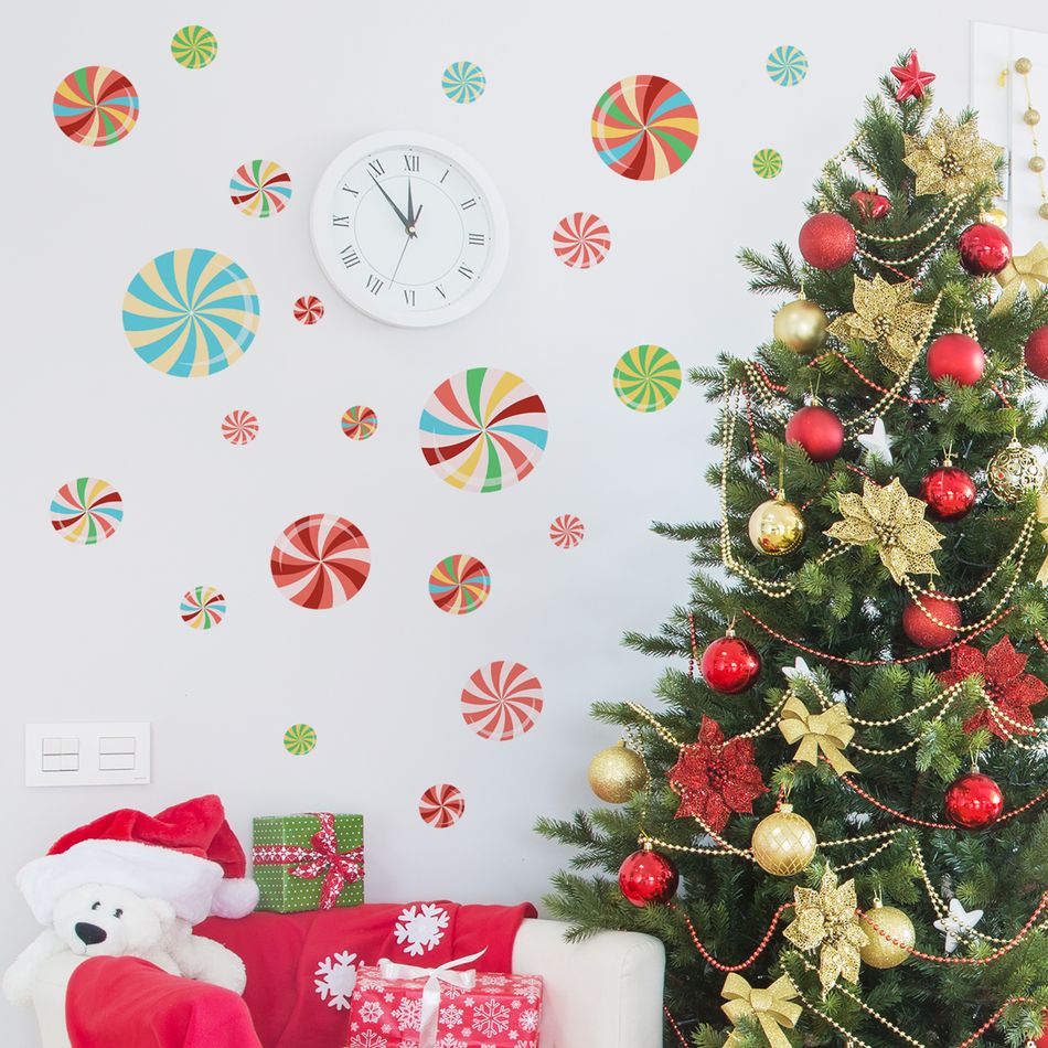 adesivos de parede de doces de natal decalques de arte de parede para decoração de fundo de natal candyland Multicolorido big image 4