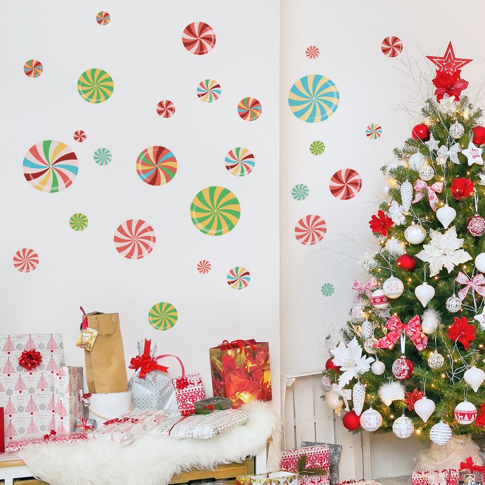 weihnachtssüßigkeiten wandaufkleber wandkunstabziehbilder für weihnachten candyland hintergrunddekoration Mehrfarbig big image 5