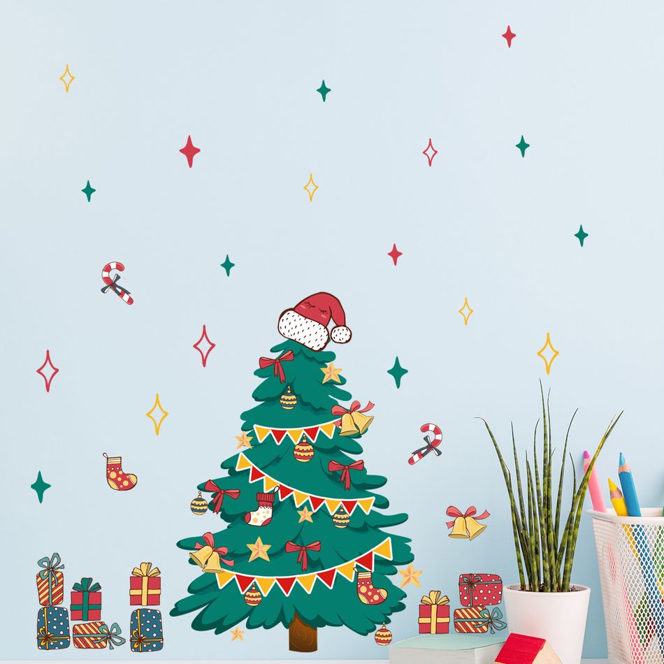 Christmas Tree Wall Stickers Wall Art Decals for Xmas Kindergarten Room Living Room Background Decoration Multi-color big image 2
