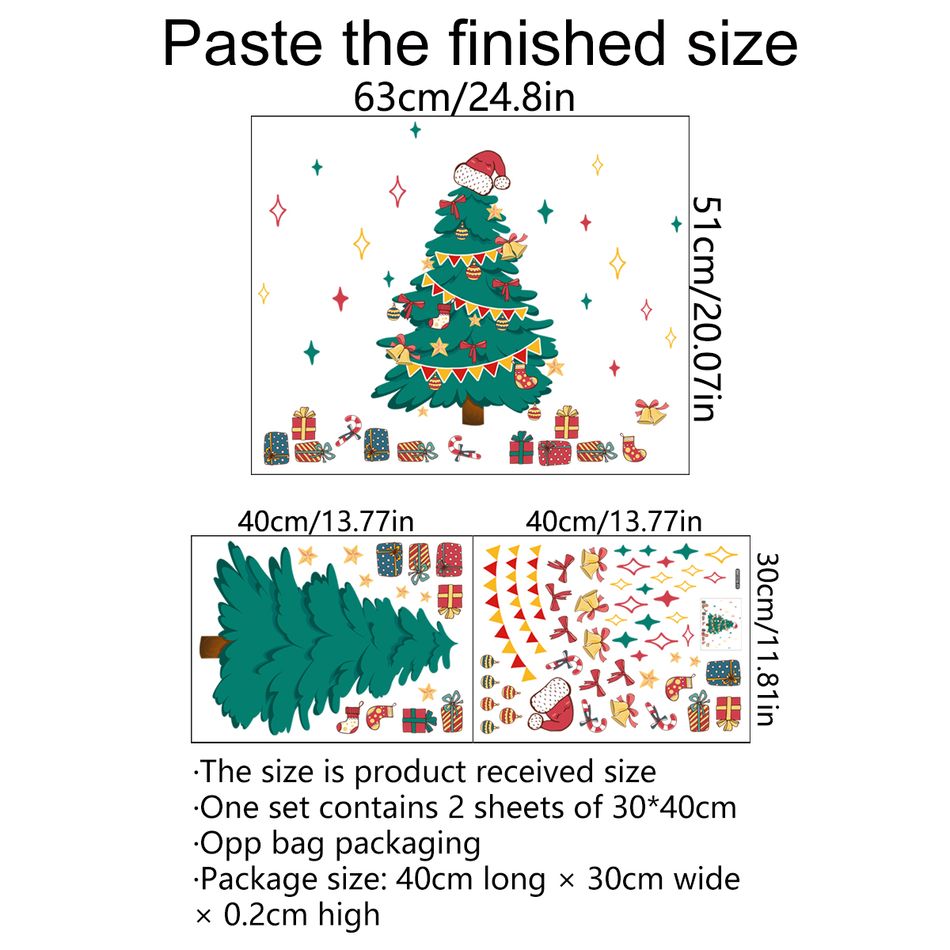 Christmas Tree Wall Stickers Wall Art Decals for Xmas Kindergarten Room Living Room Background Decoration Multi-color big image 1
