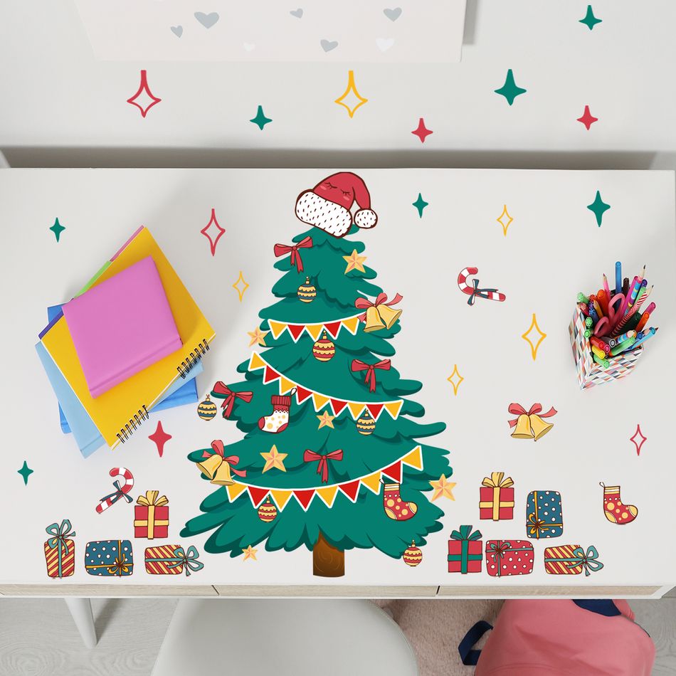 Christmas Tree Wall Stickers Wall Art Decals for Xmas Kindergarten Room Living Room Background Decoration Multi-color