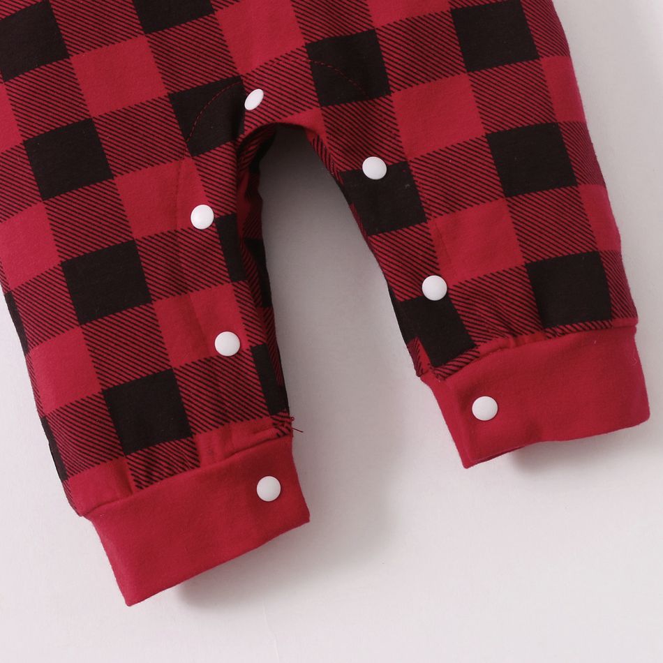 Baby Shark Christmas Cotton Plaid Antlers Jumpsuit for Baby Red big image 7