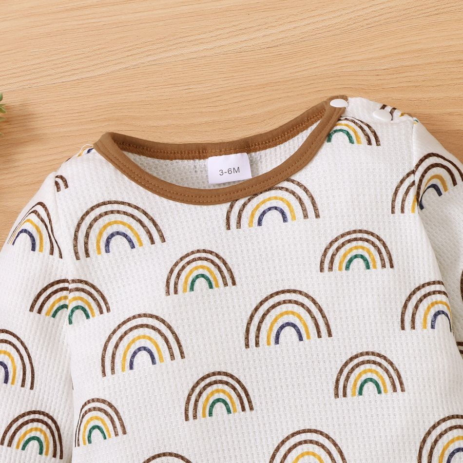 2pcs All Over Rainbow Print Baby Long-sleeve Jumpsuit Set Multi-color big image 3