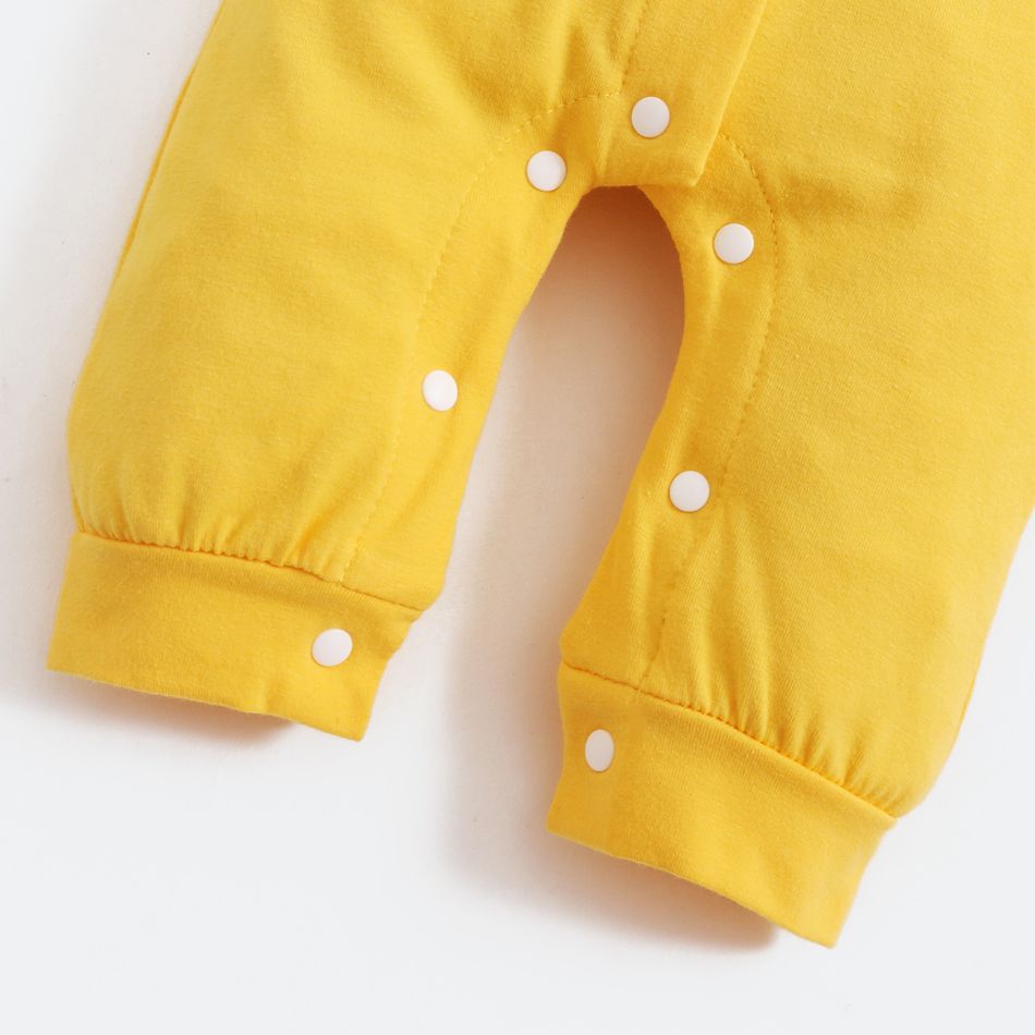 Baby Shark Cotton Stripe Hooded Jumpsuit for Baby Yellow big image 5