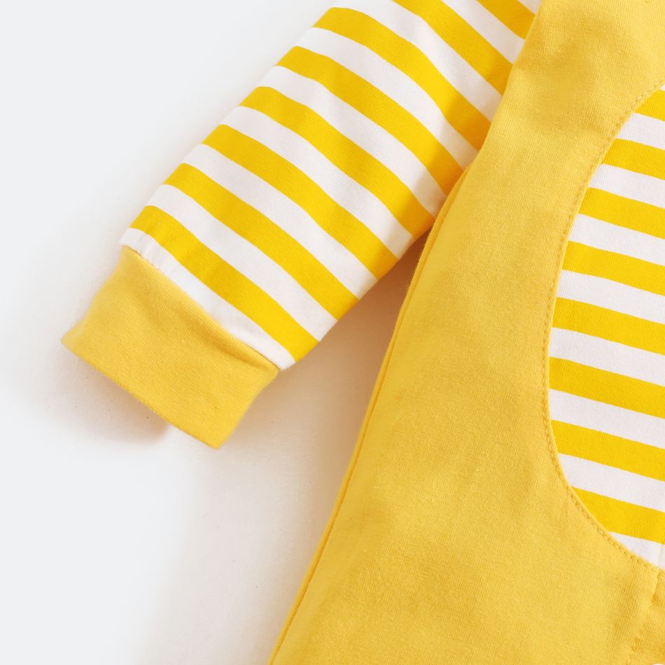 Baby Shark Cotton Stripe Hooded Jumpsuit for Baby Yellow big image 6