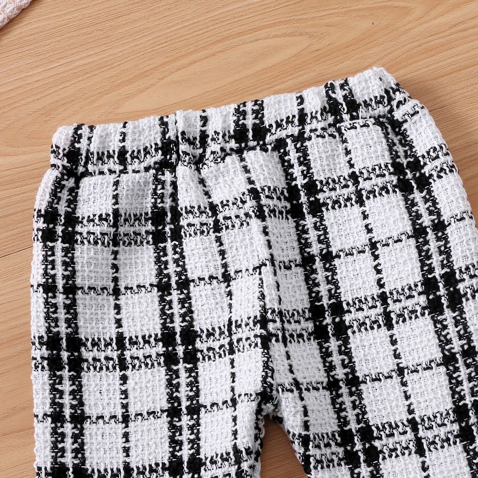 2-piece Toddler Girl Plaid Tweed Cardigan and Layered Flared Pants Set Black/White big image 5