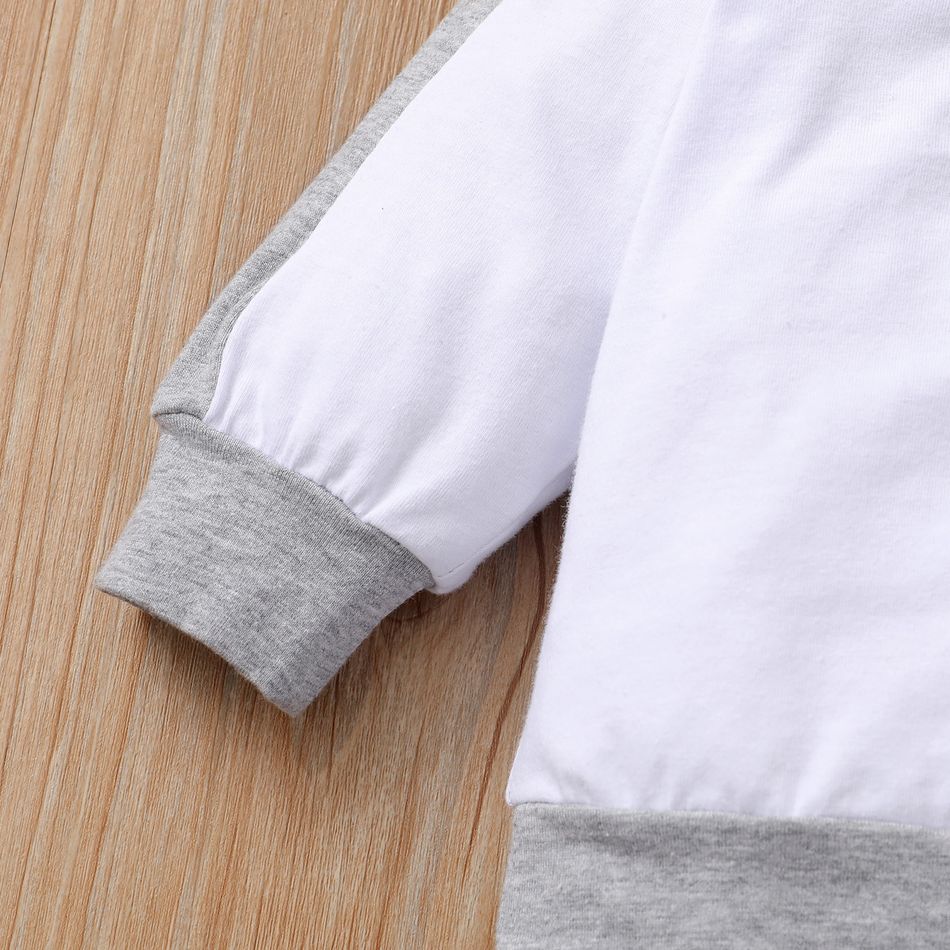 2-piece Baby Girl/Boy Colorblock Ear Design Hoodie Sweatshirt and Pants Set Grey big image 4