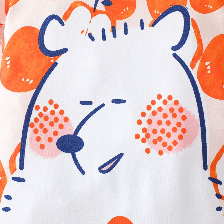 Baby Boy/Girl Cartoon Bear & Apple Print Short-sleeve Romper LightOrangeRed big image 6