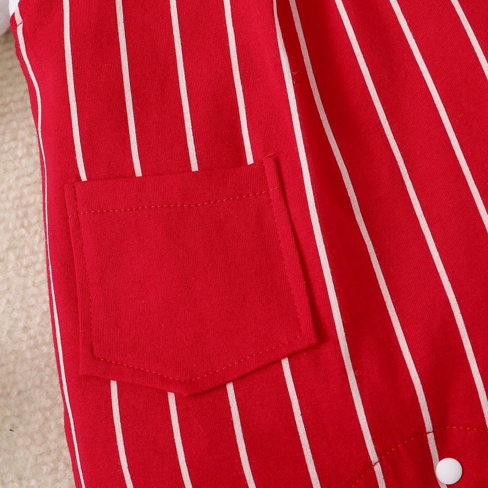 Baby Boy/Girl 95% Cotton Short-sleeve Faux-two Striped Romper Red big image 5