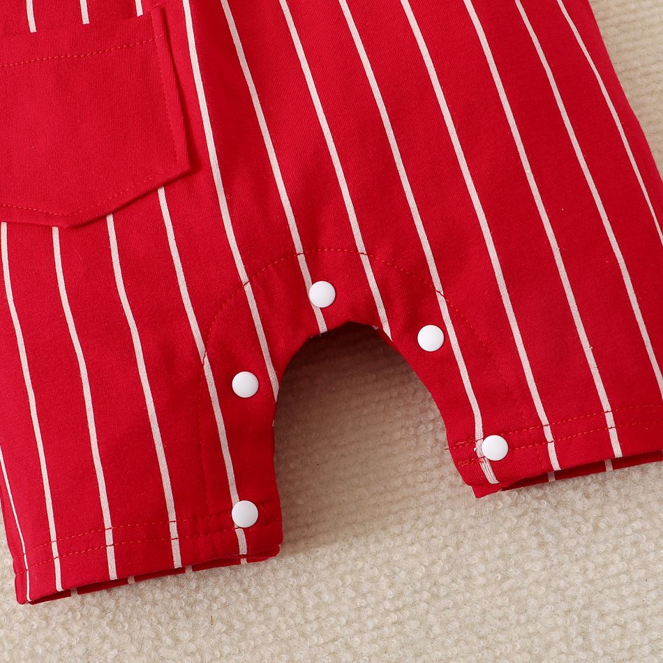Baby Boy/Girl 95% Cotton Short-sleeve Faux-two Striped Romper Red big image 6