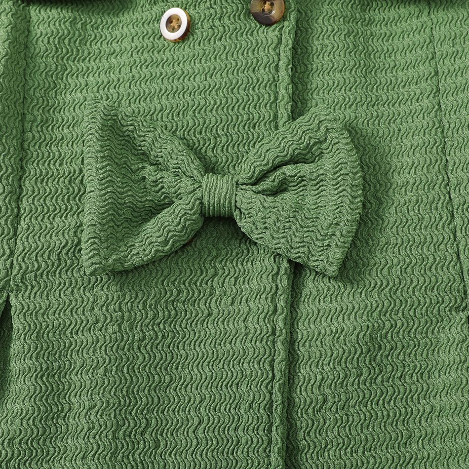 Toddler Girl Doll Collar Bowknot Button Design Green Coats Green big image 5