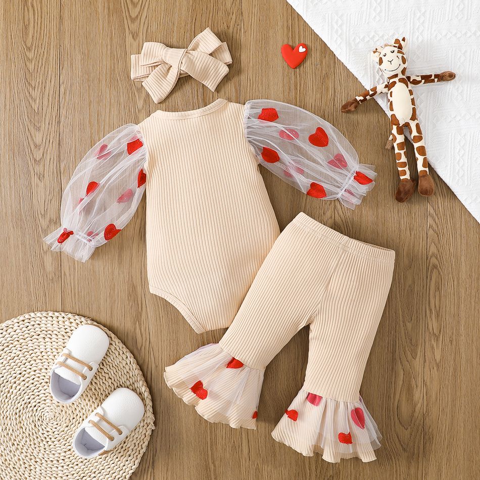 3 unidades Bebé Menina Costuras de tecido Bonito Manga comprida Conjunto para bebé Cor de Damasco big image 2