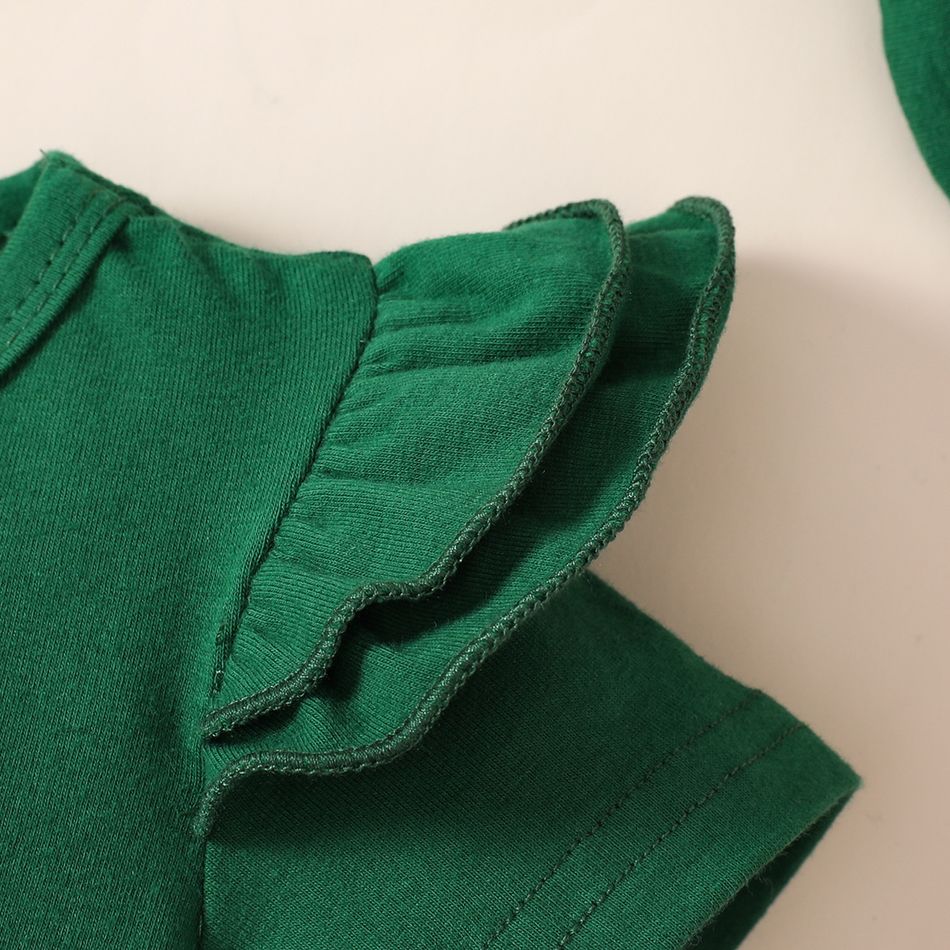 100% Cotton 3pcs Floral Print Short-sleeve Baby Set Green big image 4