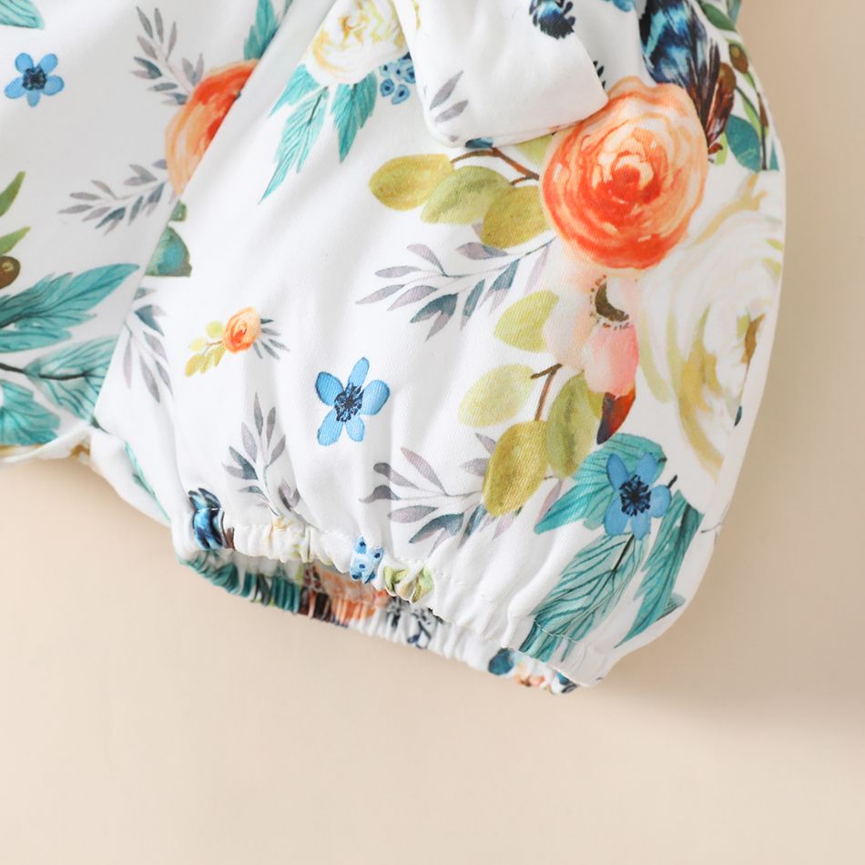 100% Cotton 3pcs Floral Print Short-sleeve Baby Set Green big image 6