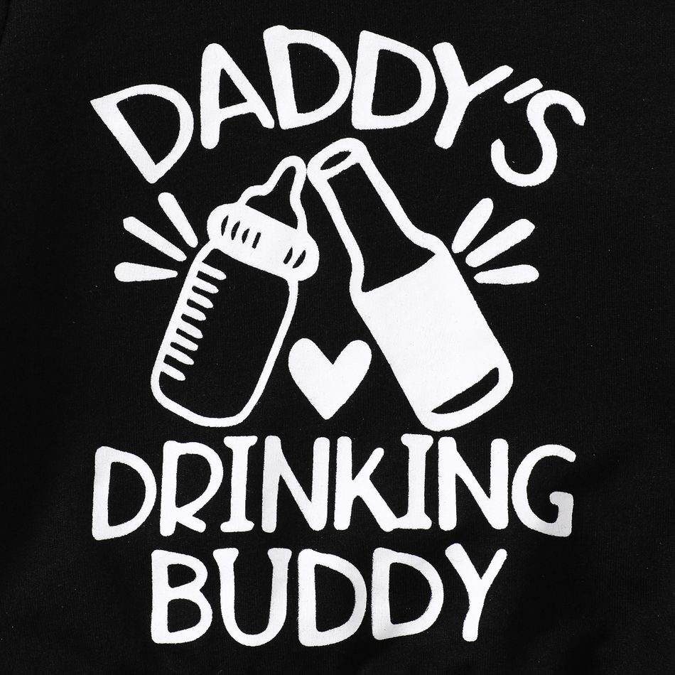 2pcs Baby Boy Milk & Beer Bottle and Letter Print Long-sleeve Sweatshirt with Solid Corduroy Pants Set Brown big image 6