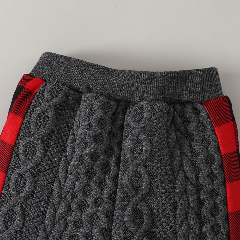 2pcs Baby Boy Red Plaid Spliced Imitation Knitting Long-sleeve Set Grey big image 8
