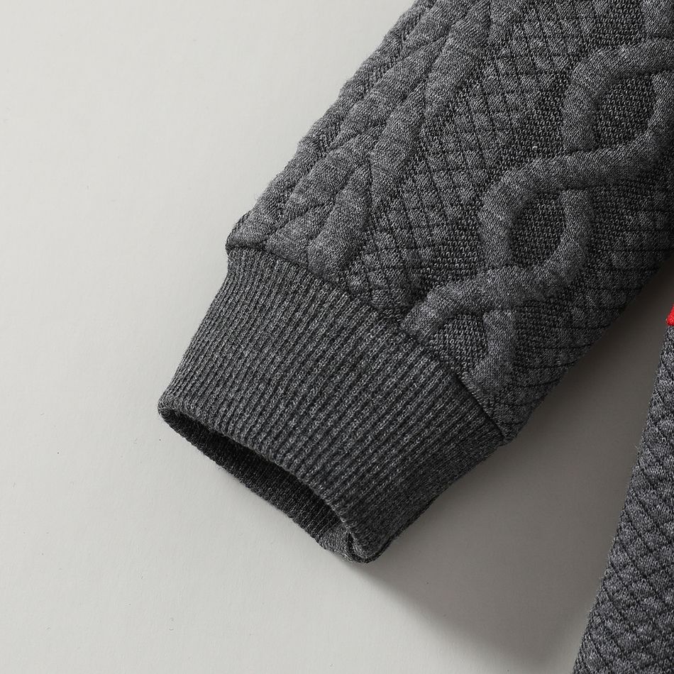 2pcs Baby Boy Red Plaid Spliced Imitation Knitting Long-sleeve Set Grey big image 7